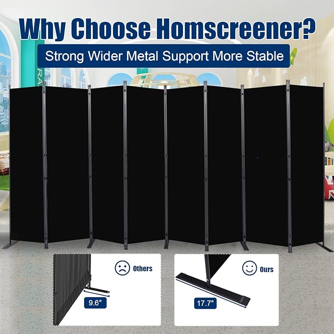 Room Divider 6FT Portable Room Dividers and Folding Privacy Screens, 8 Panel - Image 3