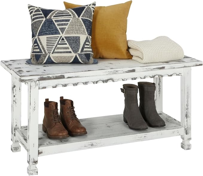 Country Cottage 36-Inch Farmhouse Entryway Bench by AlaterreFurniture