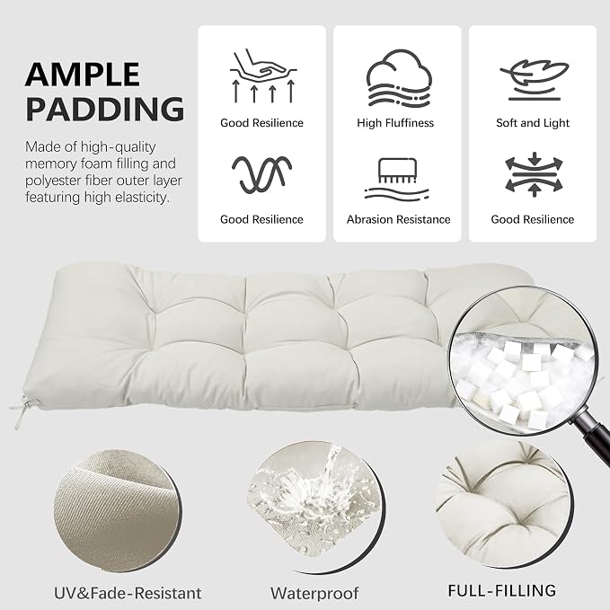 3 Pcs Wicker Chair Cushions Patio Loveseat Chaise Cushion Set - Image 3