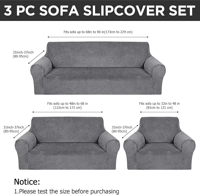 Peryiter 3 Pcs Couch and Loveseat Covers Set Sofa Cover - Image 2
