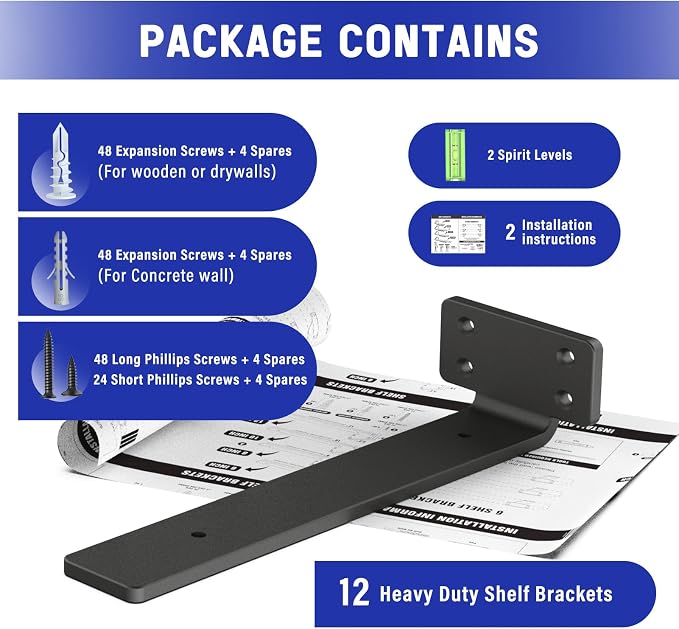 Goovilla Shelf Bracket, Heavy Duty Floating Shelf Brackets 10 inch Long - Image 6
