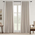 Topfinel 132 Inch Long Blackout Burlap Custom Curtains Natural Linen Tweed by Topfinel