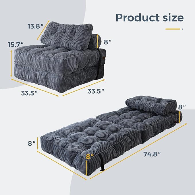 MAXYOYO Folding Sofa Bed, Convertible Sleeper Chair - Image 2