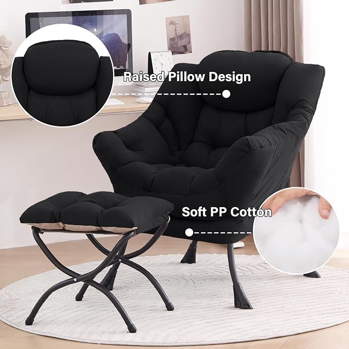Tiita Lazy Chair with Ottoman, Comfy Leisure Sofa Armchair with Ottoman - Image 4