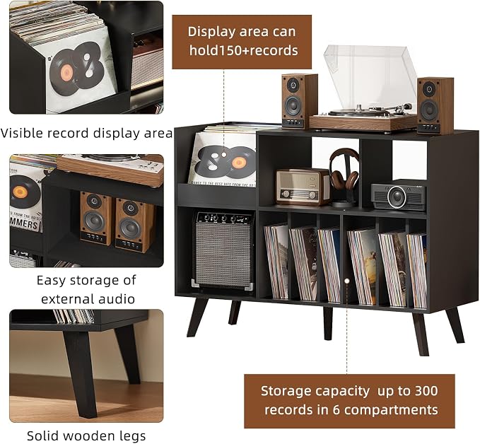 LELELINKY Large 48'' Record Player Stand - Image 6