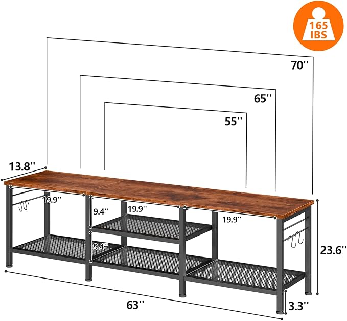 Furologee TV Stand for TVs up to 70 Inch, 63 Inch Entertainment Center - Image 2