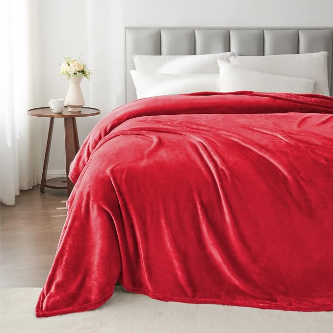 BEDELITE Fleece Blanket Twin Size Red Throw Blanket - Image 5