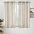 MIULEE Cream Linen Curtains 63 Inch Length 2 Panels by MIULEE