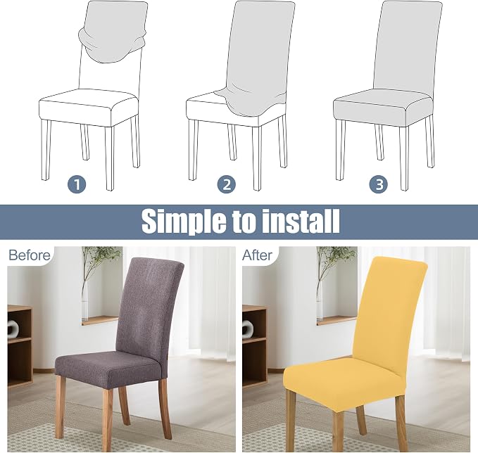 BIETYONE Stretch Dining Chair Covers Set of 6, Soft Removable Washable Kitchen - Image 4