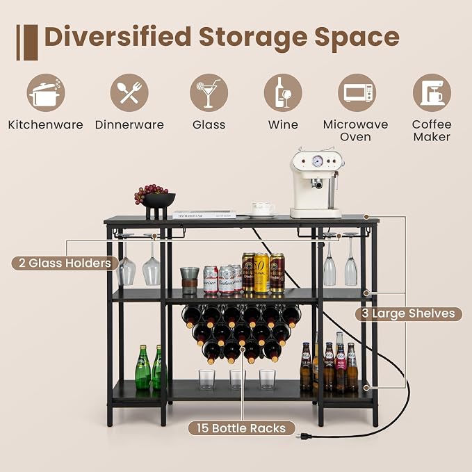 Giantex Wine Rack Freestanding Floor, Bar Cabinet - Image 5