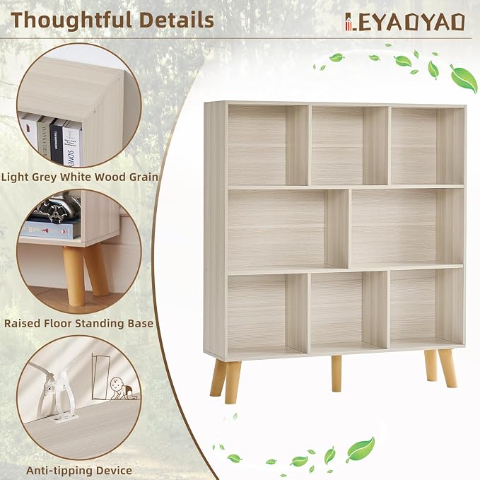 LEYAOYAO 8 Cube Bookshelf, 3 Tier Bookcase - Image 5