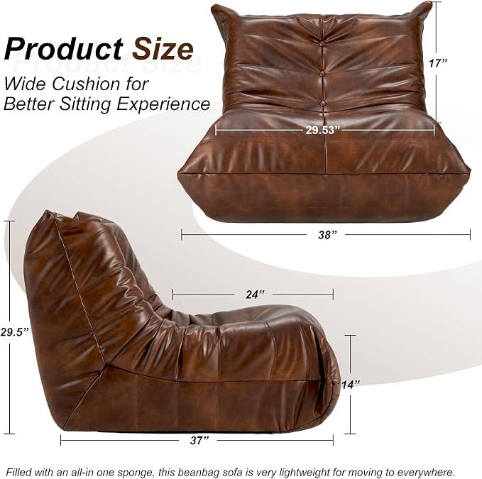 Hobestluk Giant Bean Bag Chair Lazy Floor Sofa, Memory Foam Fireside Sofa - Image 2