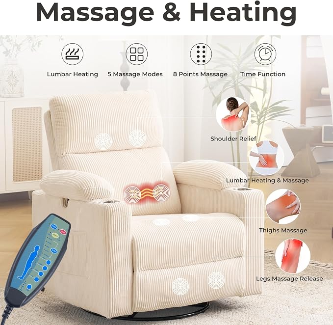 Oversized Power Recliner Chair Swivel Glider - Image 5