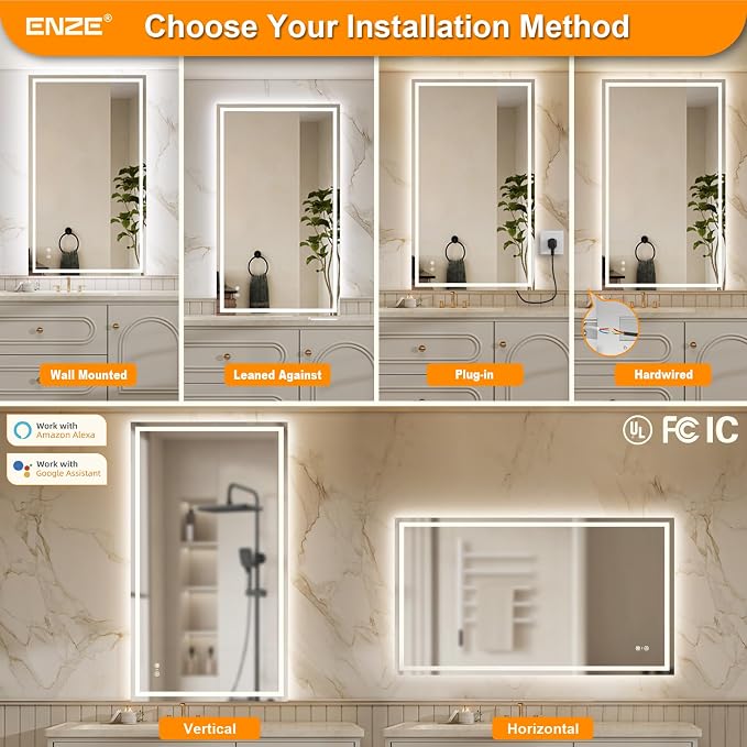 ENZE 28"x 48" Smart Lighted Bathroom Mirror - Image 8