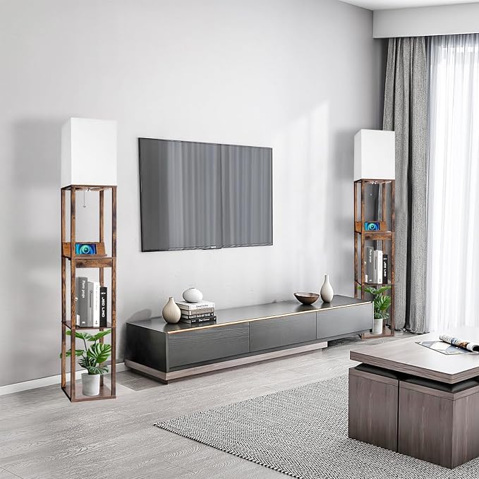 RUNTOP Floor Lamp with Shelves, Shelf Floor Lamp with Wireless Charger & 2 - Image 6