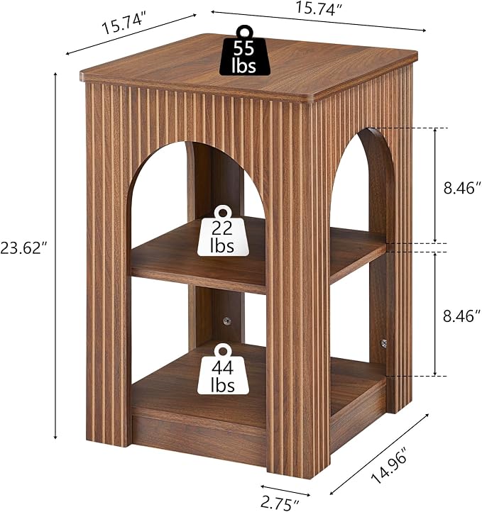 weselon End Table with 3-Tier Storage, Mid-Century Modern Side Table with - Image 2