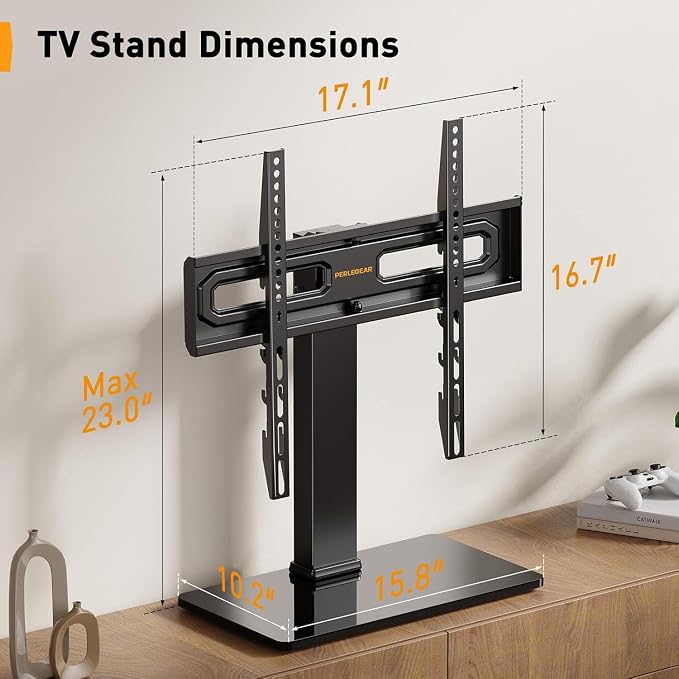 Perlegear Table Top TV Stand Mount, Universal Swivel TV Stand - Image 6