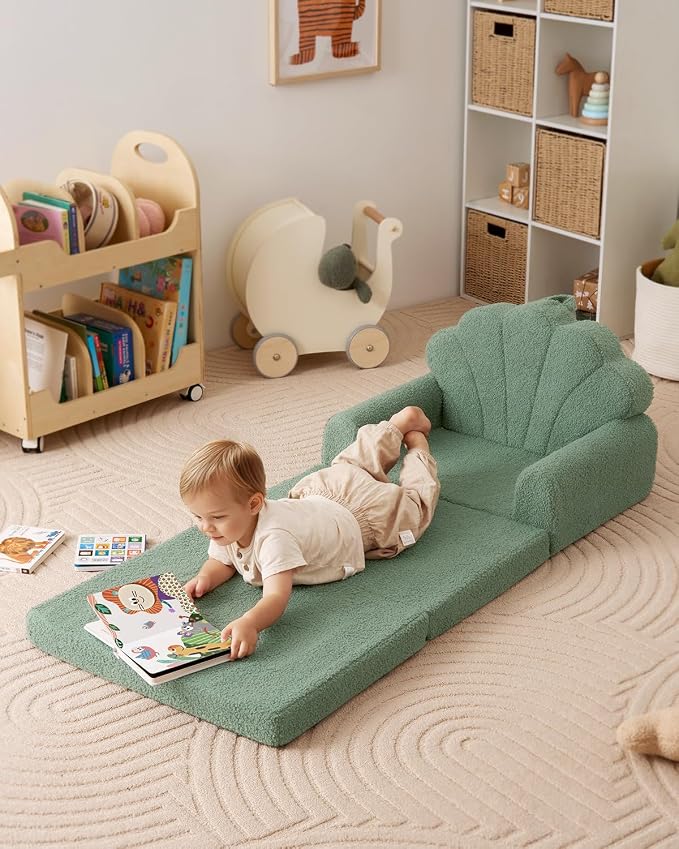 Blissful Diary Kids Couch, 2-in-1 Soft Toddler Couch Fold Out, Toddler Chair - Image 4
