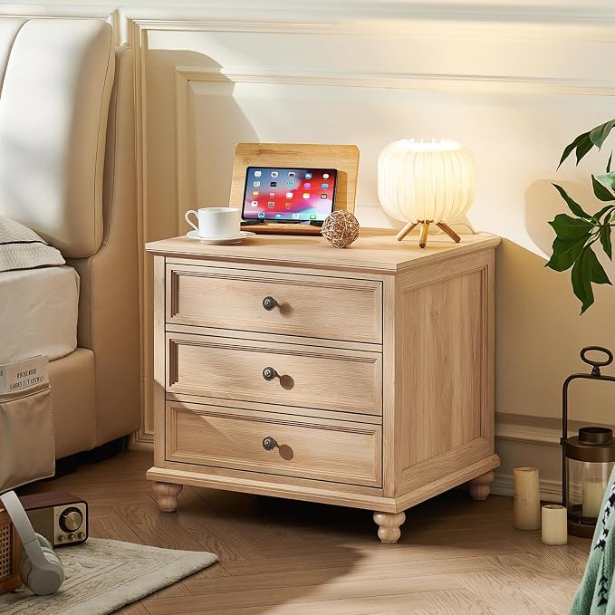 Joaxswe 24" Wide Farmhouse Night Stand Set of 2, Large End Table - Image 3