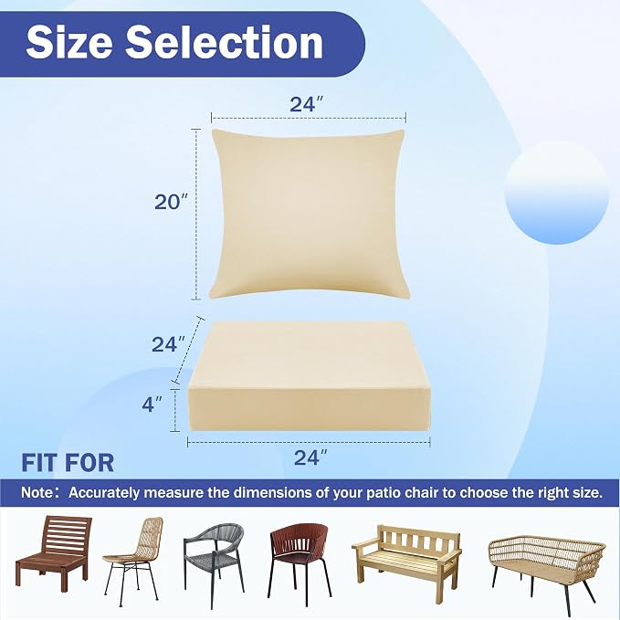 IASEAHK Outdoor Seat Cushion Set, Waterproof & Fade Resistant Patio Chair - Image 2