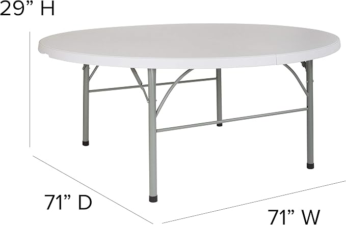 Flash Furniture Stonewall 6' Round Plastic Folding Event Table - Image 3