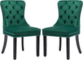 KCC Velvet Dining Chairs Set of 2, Upholstered High-end Tufted Dining Room Chair by KCC