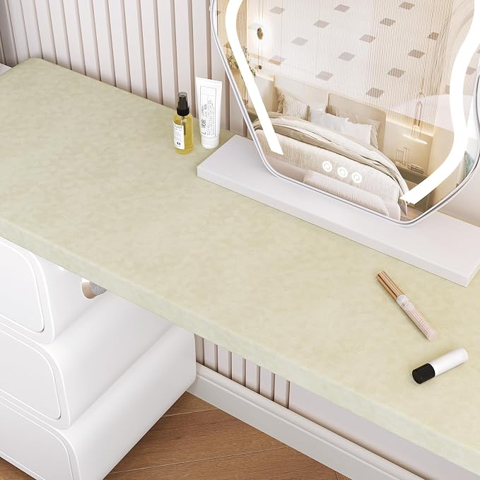 Beige Velvet Contact Paper for Cabinets Shelf Dresser, Soft Fabric Drawer Liner - Image 5