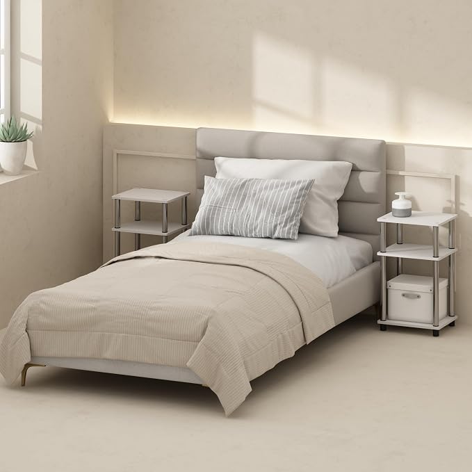 Furinno Just 3-Tier Turn-N-Tube Open Storage Nightstand, Plastic Poles - Image 2