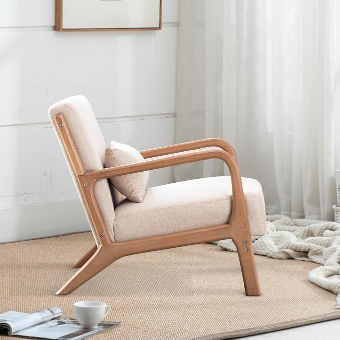 INZOY Mid-Century Modern Accent Chair Set of 2, Upholstered Living Room Chairs - Image 7