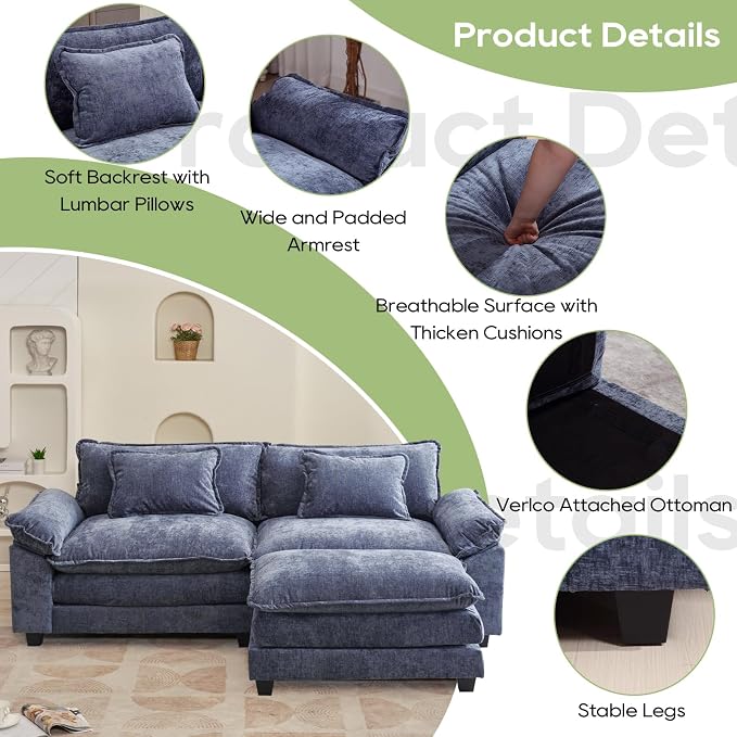 Oprisen 86" Modular Sectional Sofa, Comfy Cloud Couch Sectional Sofa - Image 6