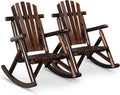 Outvita Wooden Rocking Chair Set of 2, Fir Log Adirondack Rocker, Outdoor Wood by Outvita
