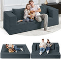 Folding Bean Bag Chair for Adults, 3-in-1 Bean Bag Couch Faux Fur Floor Sofa by Cansunna