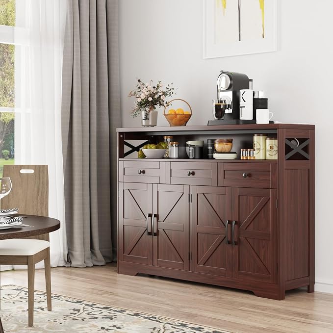 Befrases 52" L Modern Farmhouse Sideboard Buffet Cabinet, Kitchen Pantry Hutch - Image 2