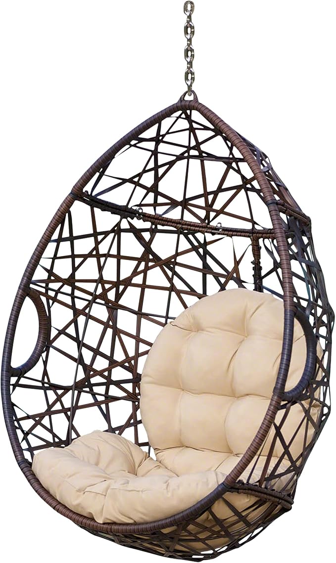 Christopher Knight Home Isaiah Indoor/Outdoor Wicker Tear Drop Hanging Chair - Image 6