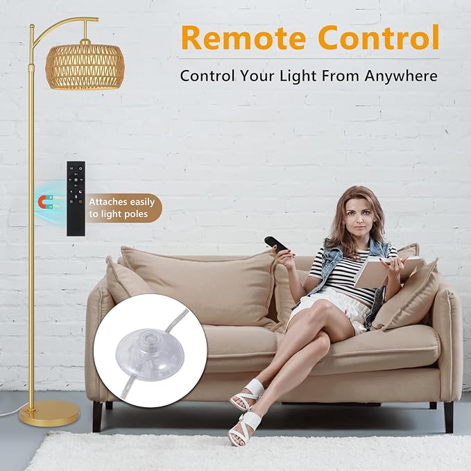 eyassi Arc Floor Lamp with 3 Color Temperatures, LED Gold Floor Lamp with - Image 3