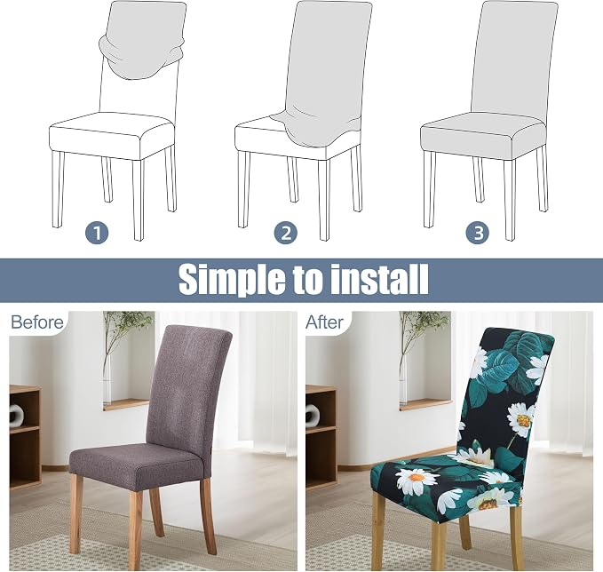 BIETYONE Stretch Dining Chair Covers Set of 2, Soft Removable Washable Kitchen - Image 4