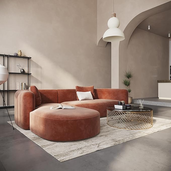 Acanva Luxury Modern Tight Curved Back Velvet Sofa, Minimalist Style Comfy Couch - Image 3