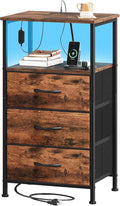 Somdot Tall Nightstand with Charging Station and LED Light by Somdot