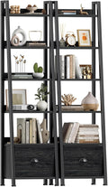 Furologee Bookshelf Set of 2, 6-Tier Ladder Shelf, Ladder Bookshelf by Furologee