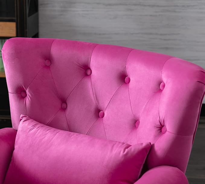 Mid Century Modern Accent Chair Upholstered Armchair Comfy Velvet Fabric Single - Image 4