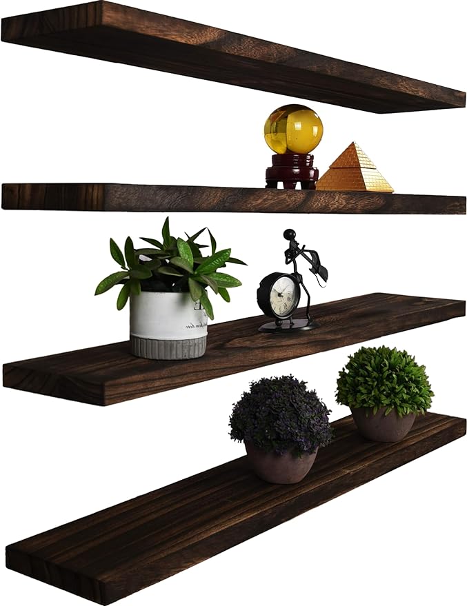YYWUOJJ Wood Floating Shelves for Wall Decor, Rustic Wall Shelves for Bedroom by YYWUOJJ