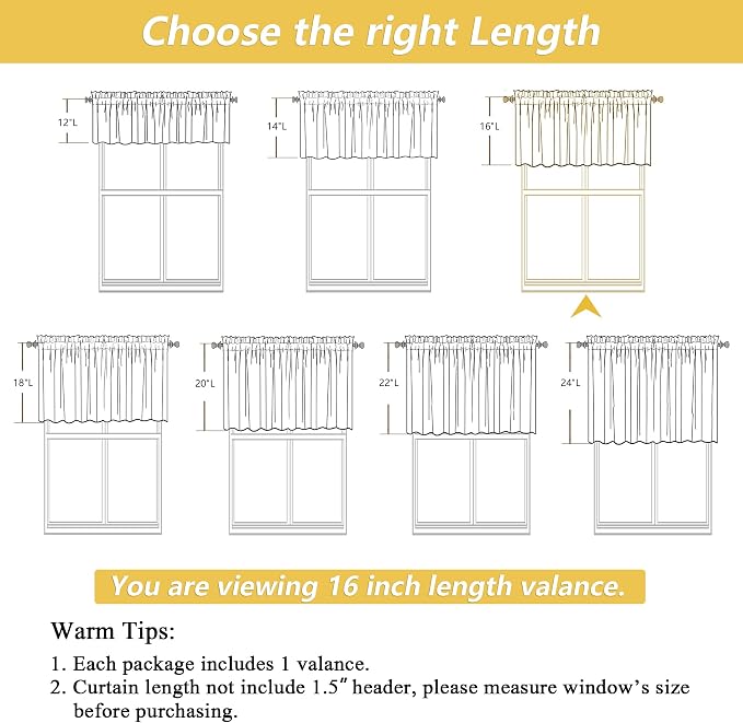 OWENIE White Valances for Windows 1 Pcs, Light Filtering Textured Farmhouse - Image 3