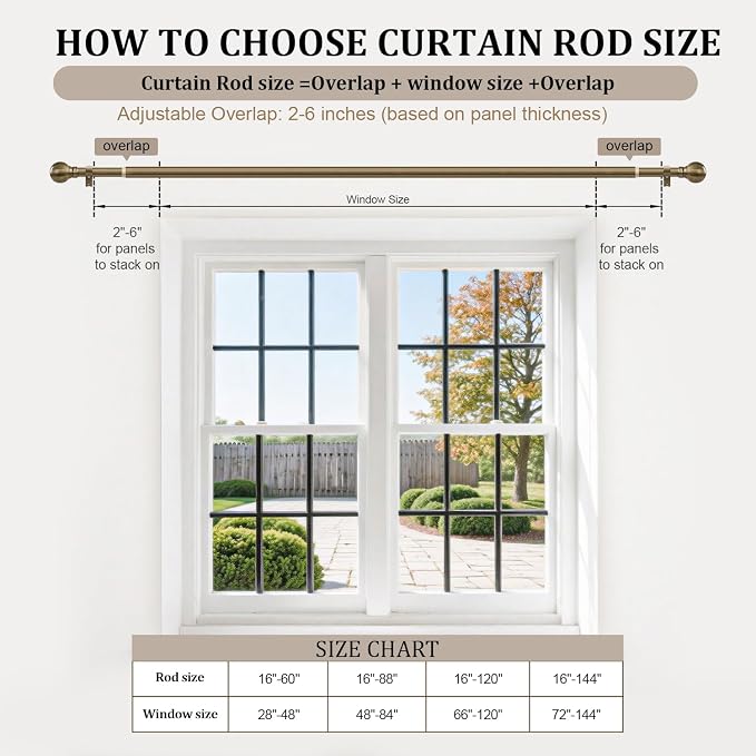 Antique Bronze Curtain Rods for Windows 28 to 48 Inch 1" Diameter Adjustable - Image 8