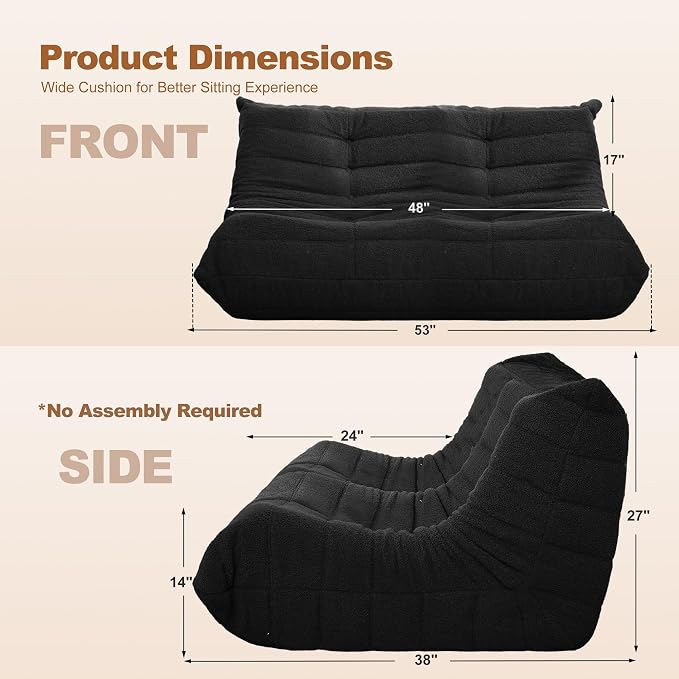 Bean Bag Loveseat Chair Big Sofa Beanbag Chair - Image 2