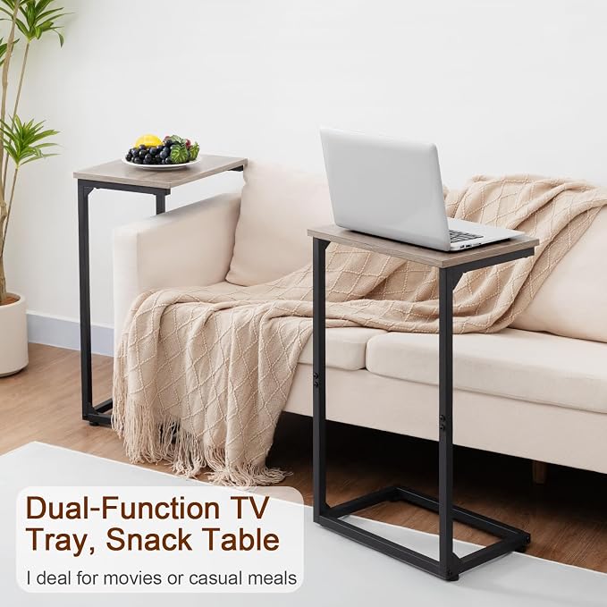 AMHANCIBLE C Shaped End Tables Set of 2, Couch Side Tables that Slide Under Sofa - Image 6
