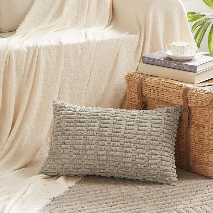 Fancy Homi 4 Packs Neutral Long Lumbar Decorative Throw Pillow Covers 12x24 Inch - Image 2