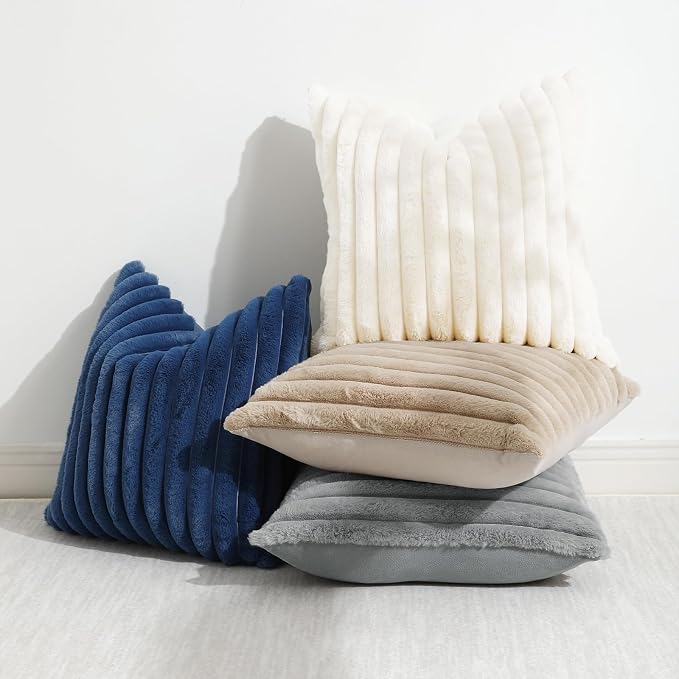 decorUhome Cozy Faux Fur Throw Pillow Covers 22x22 Set of 2 Decorative Soft - Image 5