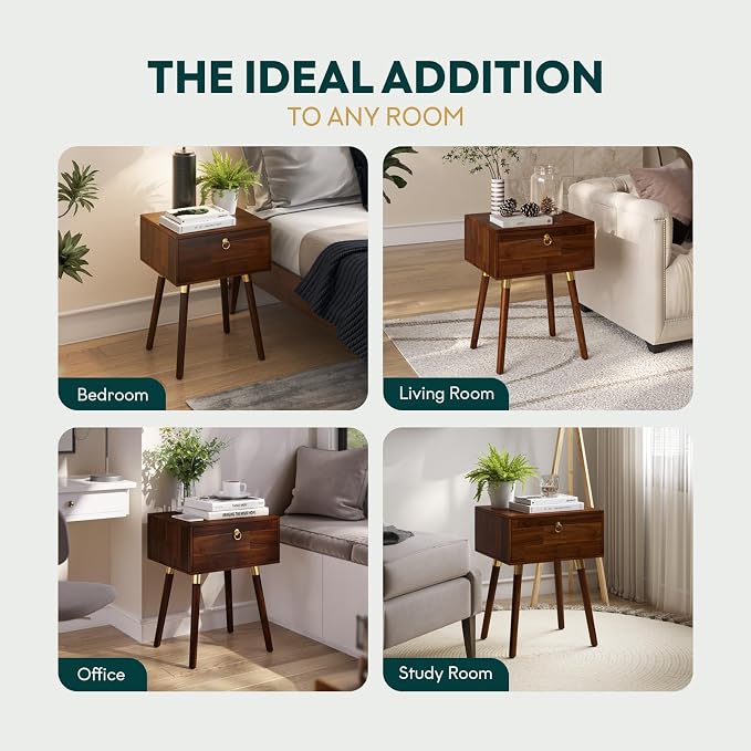 Bme Alden Solid Wood Nightstand/Side Table/End Table, Fully Assembled, - Image 9