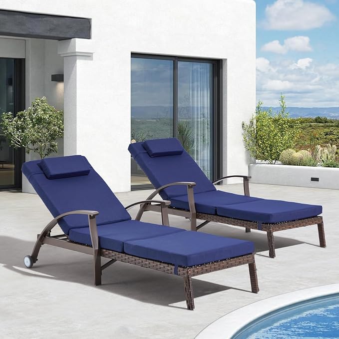 Outdoor Chaise Lounge Chairs Set of 2 - Image 2