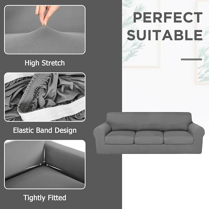 HunnmingRe Sofa Covers for 3 Cushion Couch Stretch Sofa and Loveseat Covers Set - Image 3